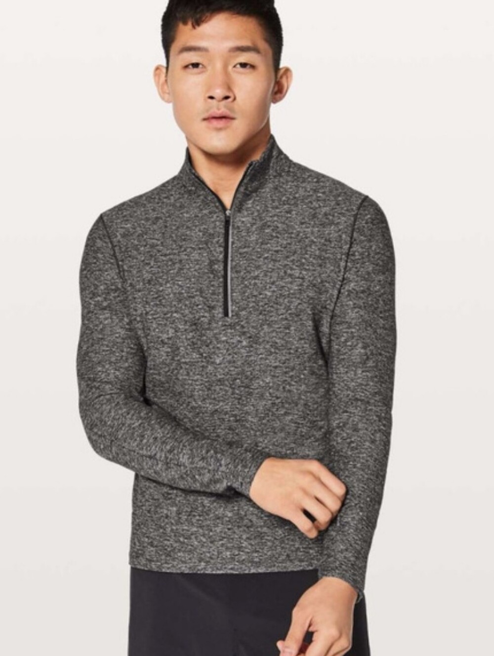 Lululemon Men's Surge Warm 1/2 Zip Pullover Heathered Black Gray M